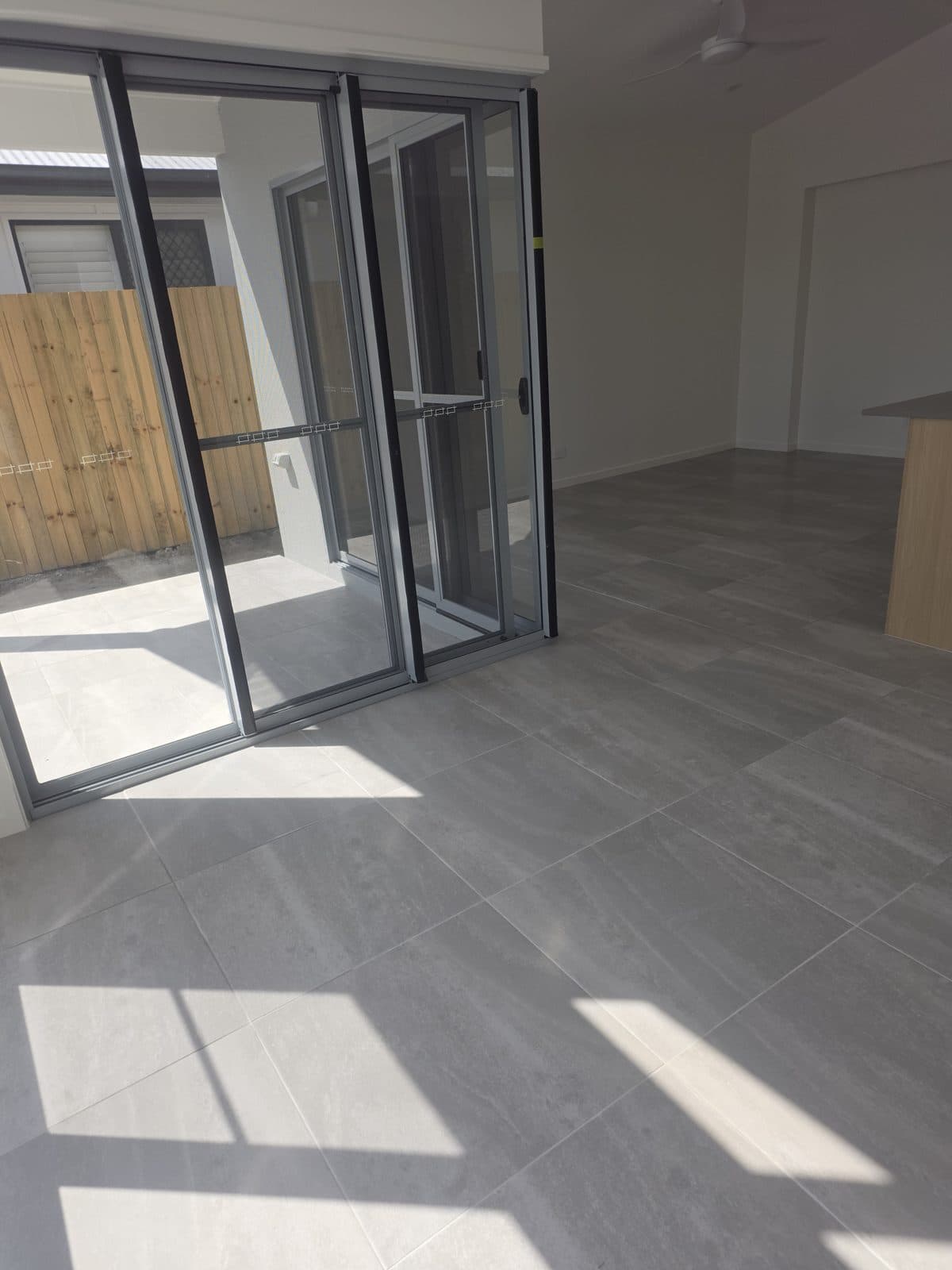 Open-plan living — post-build clean, Brisbane · Bleach Me Clean
